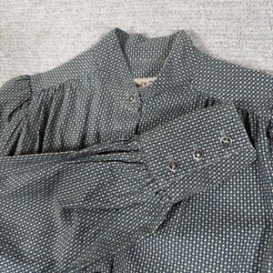 Wah Maker Shirt Womens M Western Prairie Dots Star Button Up Puff Sleeve USA